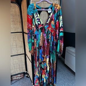 Farm Rio Flowy Deep V Maxi Dress